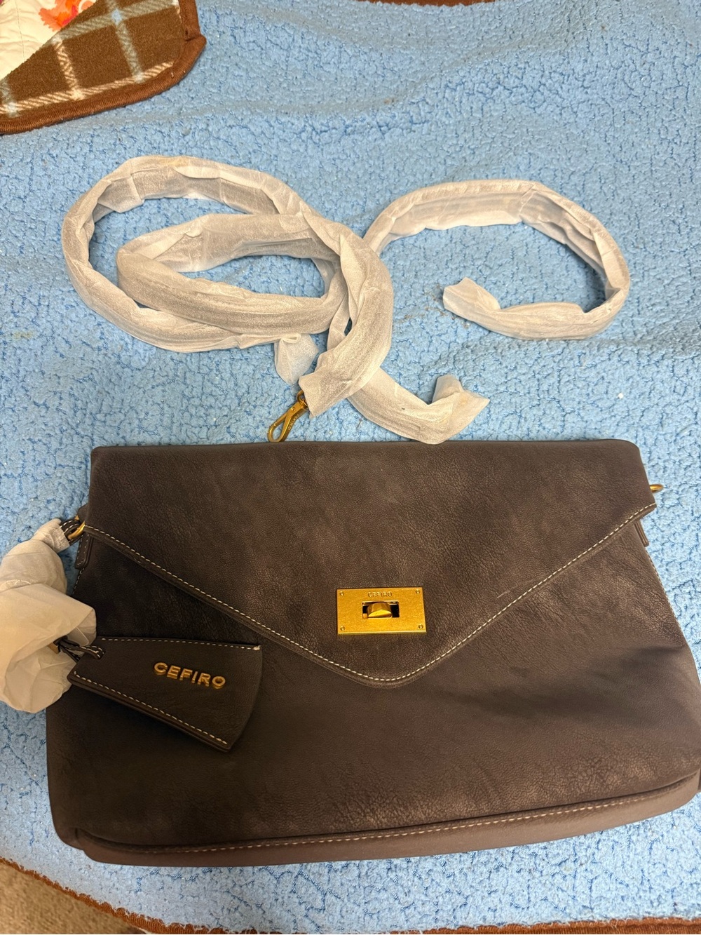 Chocolate Brown Leather Crossbody Bag Cefiro